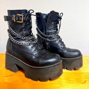 Lamoda chunky chain black goth boots